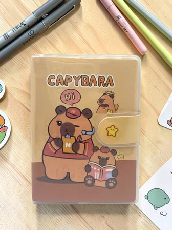 Capybara A7 Not Defteri , Çıt Çıtlı Cep Defteri - Kitap Okuyan Capybara