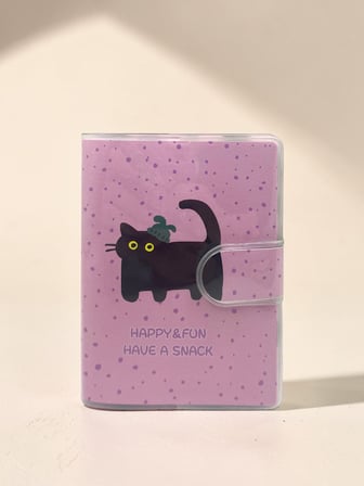 Happy & Fun Kedi A7 Not Defteri , Çıt Çıtlı Cep Defteri - Pembe 