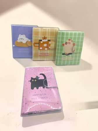Happy & Fun Kedi A7 Not Defteri , Çıt Çıtlı Cep Defteri - Pembe 