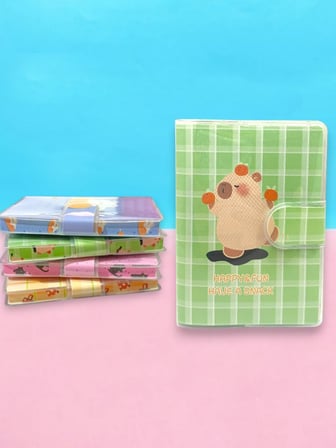 Happy & Fun Capybara A7 Not Defteri , Çıt Çıtlı Cep Defteri - Yeşil