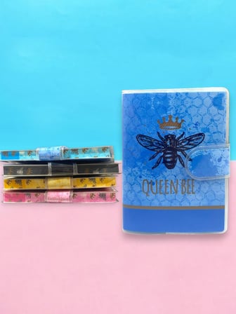 Queen Bee A7 Not Defteri , Çıt Çıtlı Cep Defteri - Mavi