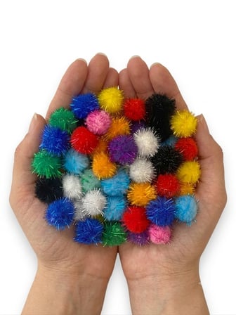 Simli Ponpon 3 cm 50 Adet Karışık Renk Pon Pon Kreş Okul Etkinliği