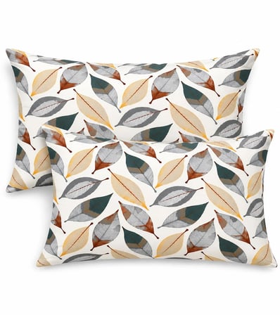 More Home Kapaklı Yastık Kılıfı (2 Adet) 50 X 70 Cm Yaprak Desen Gri Bej