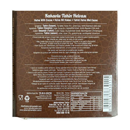 Abdurrahman Tatlıcı Kakaolu Tahin Helva 300 gr x 4 Adet