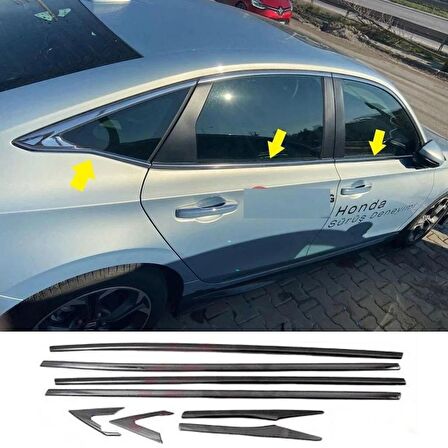 Honda Civic Fe1 Uyumlu Cam Kenar Krom Çerçevesi Çıtası Nikejal 2021+ 2012cvccf1e