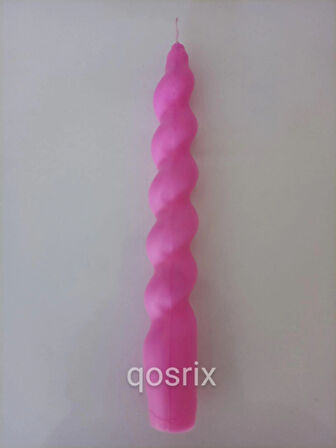 5'li Açık Pembe Renk Italyan Burgulu Şamdan Soya Mumu Doğal Kokulu Uzun Çubuk Konik Burgu Spiral Mum