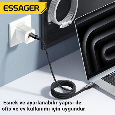 Essager Manyetik Mıknatıslı Kablo 1MT PD 100W Type C Şarj Kablosu 480Mbps Şarj Akım Korumalı e-Marker Cipli
