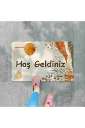 Dijital Baskılı hoş geldiniz yazılır Desenli Dekoratif Dış Kapı Önü ve Iç Mekan Paspası yıkanabilir