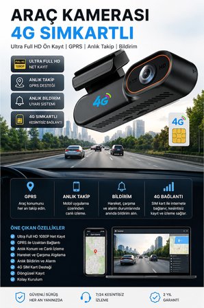 okam 2026 4G araç kamerası ULTRA FULL HD 4G SİMKART DESTEKLİ