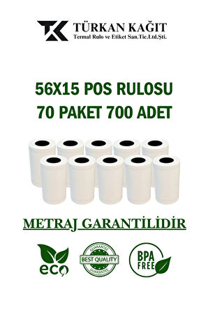 56x15 Termal Pos Rulosu 72 Paket 720 Adet 