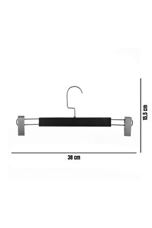 A Kalite 20 Adet Lamine Siyah Ahşap Mandallı Pantolon Askısı Etek Askısı
