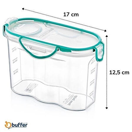Bst® Kilitli Kapaklı Contalı Hava,Su Sıvı Geçirmez 1,2 Litre Erzak Saklama Kabı-SA580