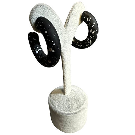 Uretti - İREM 3914 Dalmaçya Desenli Metal Halka Küpe