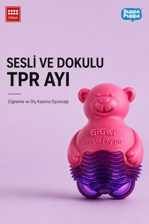 Suppa Puppa Serisi Sesli TPR Dokulu Ayı Köpek Oyuncağı - Mini Irk & Yavru Köpekler İçin Çiğneme Oyuncağı