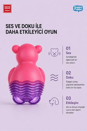 Suppa Puppa Serisi Sesli TPR Dokulu Ayı Köpek Oyuncağı - Mini Irk & Yavru Köpekler İçin Çiğneme Oyuncağı