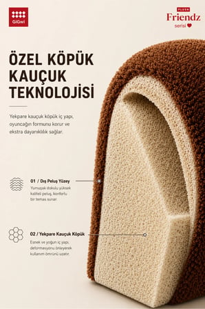 Plush Friendz Serisi Sesli Simit Geyik Peluş Köpek Oyuncağı - Küçük Irk ve Yavru Köpekler İçin Çiğneme Oyuncağı
