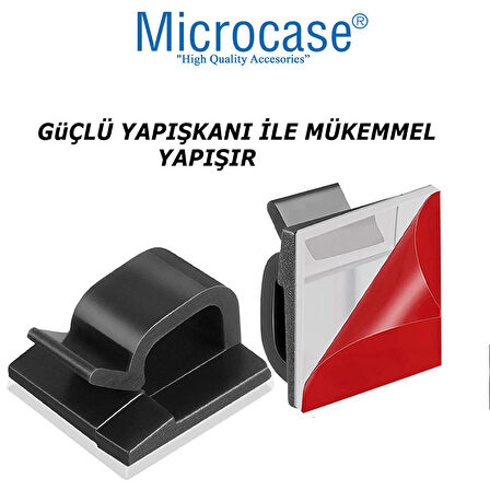 Microcase Kendinden Yapışkanlı Kablo Sabitleyici Düzenleyici Çok Amaçlı Kablo Toparlayıcı Klips - AL4554 20 Adet Siyah