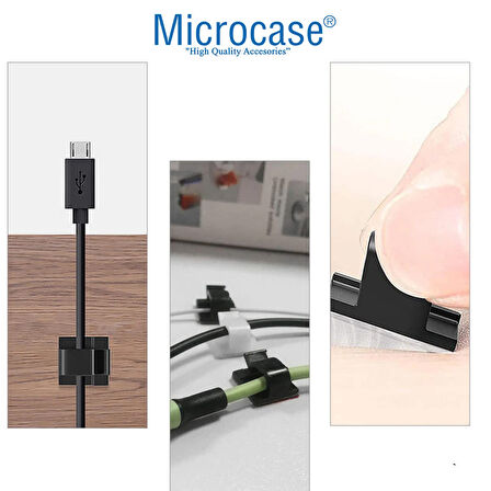 Microcase Kendinden Yapışkanlı Kablo Sabitleyici Düzenleyici Çok Amaçlı Kablo Toparlayıcı Klips - AL4554 20 Adet Siyah
