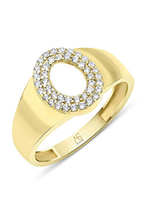 Altın Taşlı O Harfi Yüzük