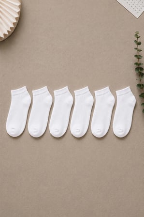 6 Çift Beyaz Patik Unisex Çorap | Pamuklu, Nefes Alan, Terletmeyen