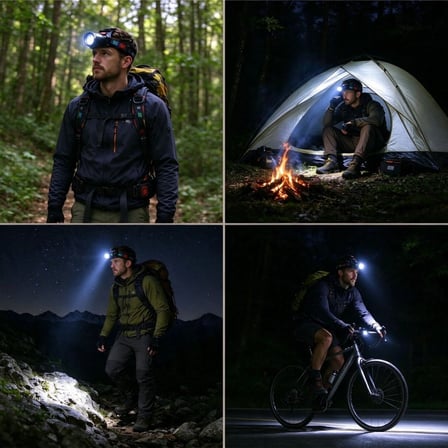 Kararlı Ticaret® Şarj Edilebilir LED Kafa Lambası, 4 Modlu Süper Parlak Zoom Özellikli Ayarlanabilir Baş Feneri, Kamp ve Outdoor Aydınlatma Lambası