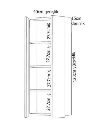  betis dar 120cm boy kulpsuz dolap