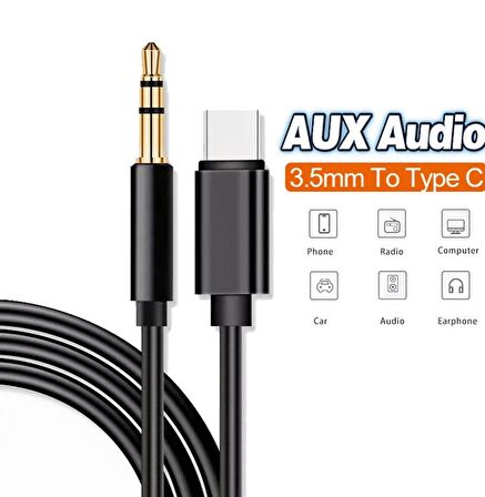QASUL Samsung Xiaomi Uyumlu Aux Kablosu Type-C To Jack Çevirici Dönüştürücü Kablo