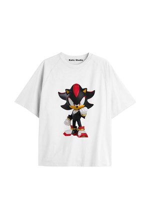 UNİSEX Bay Sonic Desenli Beyaz Yazlık T-shirt