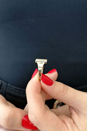 Altın Taşlı M Harf Yüzük