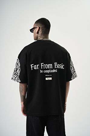 Erkek Far From Basic Baskılı Oversize T-Shirt Siyah