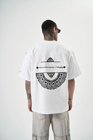 Erkek Minimalism Series Nakışlı Oversize T-Shirt Beyaz
