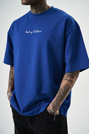 Erkek Return Nakışlı Oversize T-Shirt Saks