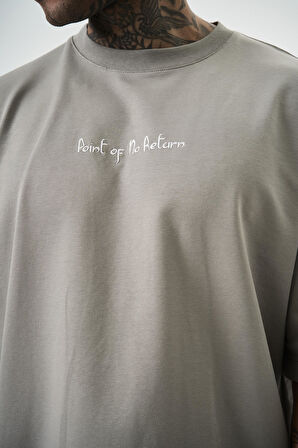 Erkek Return Nakışlı Oversize T-Shirt Gri