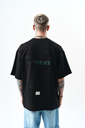 Erkek Greatest Nakışlı Oversize T-Shirt Siyah