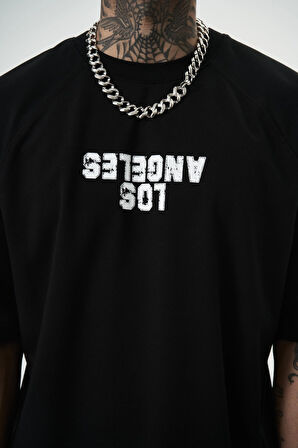 Erkek One Baskılı Oversize T-Shirt Siyah