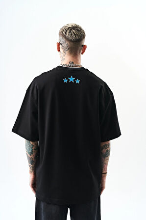 Erkek Unfortunately Baskılı Oversize T-Shirt Siyah