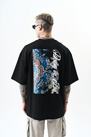 Erkek Destroy Baskılı Oversize T-Shirt Siyah