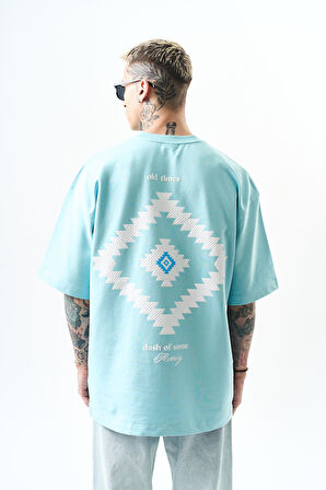 Erkek Memory Baskılı Oversize T-Shirt Bebe Mavi