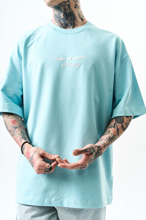 Erkek Memory Baskılı Oversize T-Shirt Bebe Mavi