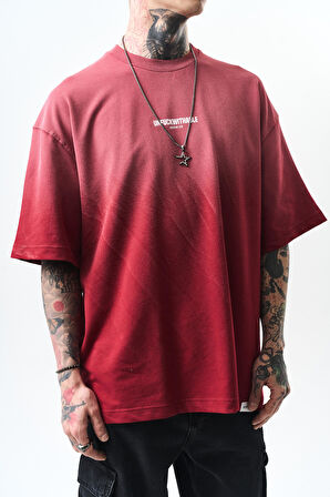 Erkek Unfuckwithable Baskılı Oversize T-Shirt Bordo