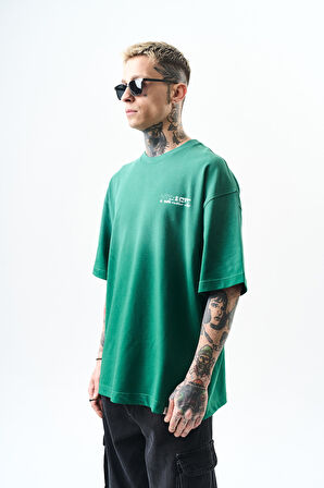 Erkek Pegasus Baskılı Oversize T-Shirt Nefti