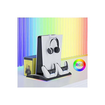 Hepu TP5-3570 PS5 Soğutucu Şarj Standı | DualSense Şarj RGB Işık 3 Fan Hızlı Dock İstasyonu