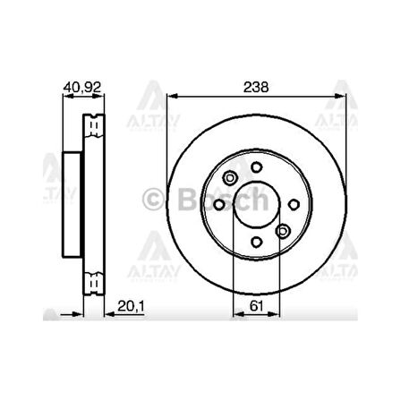FREN DISKI KANGOO I  98-08 / CLIO II 98-05 / KANGOO I 98-08 / MEGANE I 96-03 / ÖN HAVALI 238-4
