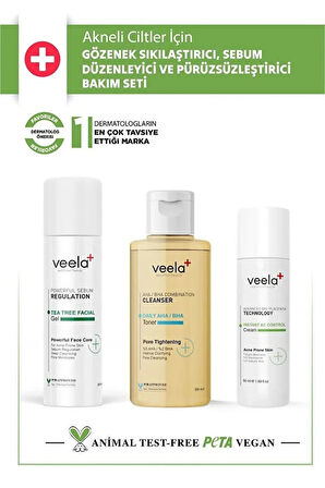 Akneli Ciltler Için Sıkılaştırıcı, Sebum Düzenleyici Ve Pürüzsüzleştirici Bakım Seti