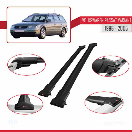 VW Passat B5 Variant 1996-2005 Arası ile Uyumlu FLY Model Ara Atkı Tavan Barı Siyah 2 Adet