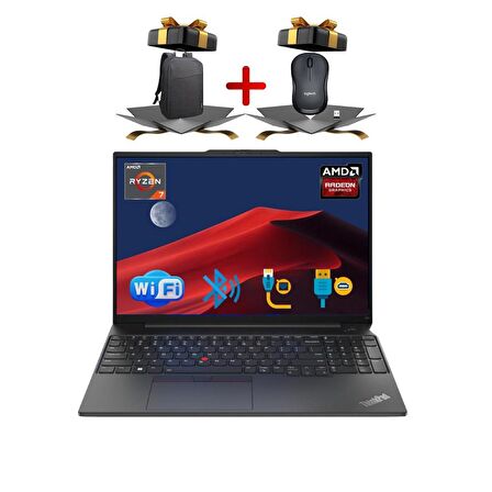 Lenovo Nb E16 Thınkpad 21JT0017TX ATL79 RYZEN7-7730U 24GB 512 GB M.2 SSD 16 FDOS Notebook+ MOUSE+ÇANTA