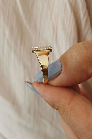 Altın Taşlı K Harf Yüzük