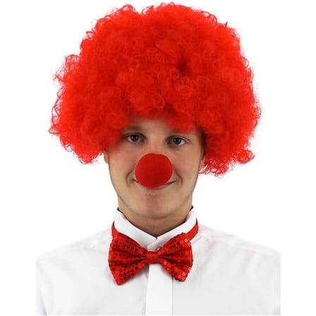 Kırmızı Renk Kıvırcık Afro Palyaço Seti alithestereo