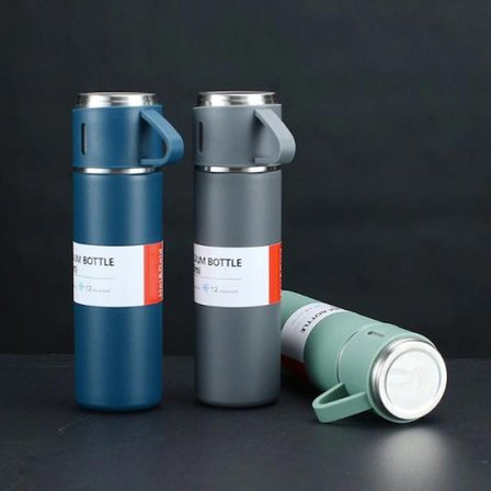 Paslanmaz Çelik Bardaklı Termos Seti 500 ML alithestereo