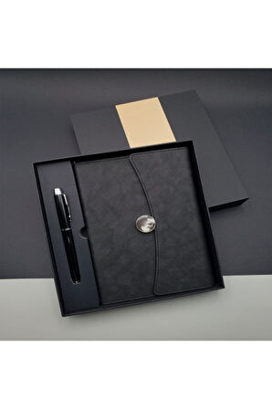 Çizgili Defter Ve Metal Kalem Seti